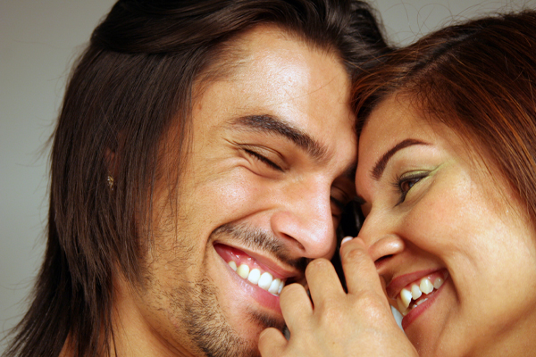 couple with bright smile